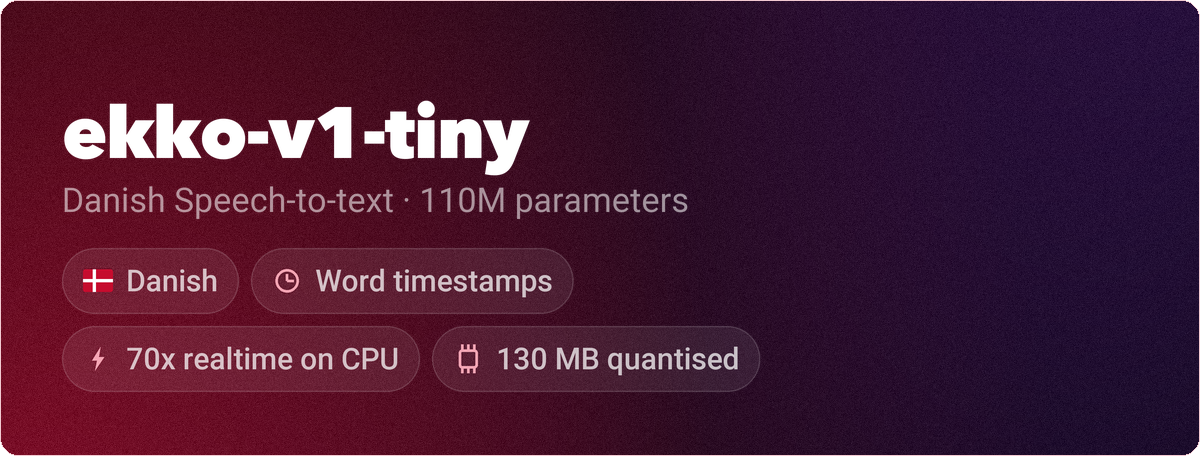 Ekko v1 Tiny — offline Danish speech recognition