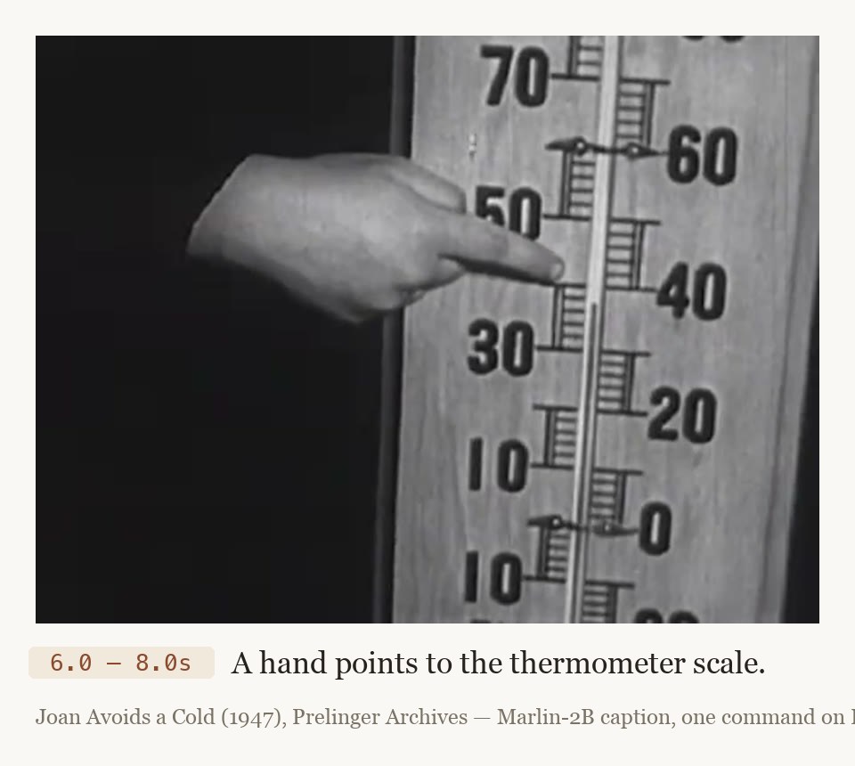 Example: film frame with its timestamped event caption